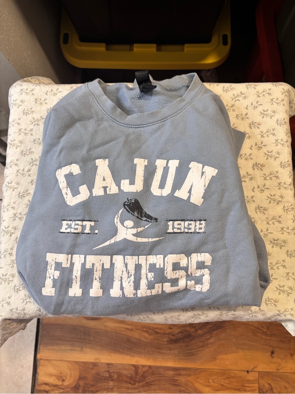 Cajun Fitness Graphic Sweatshirt - Light Blue with White Print
